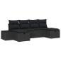 Preview: 6-teiliges Garten Sofa Set mit Kissen Schwarz Poly Rattan