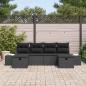 Preview: 6-teiliges Garten Sofa Set mit Kissen Schwarz Poly Rattan