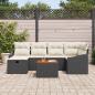 Preview: 7-teiliges Garten Sofa Set mit Kissen Schwarz Poly-Rattan