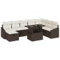 Preview: 9-teiliges Garten-Sofa-Set mit Kissen Braun Poly Rattan