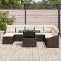 Preview: 9-teiliges Garten-Sofa-Set mit Kissen Braun Poly Rattan
