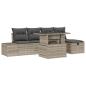 Preview: 6 teiliges Garten Sofa Set mit Kissen Hellgrau Poly Rattan