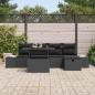 Preview: ARDEBO.de - 6-teiliges Garten Sofa Set mit Kissen Schwarz Poly Rattan