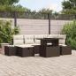 Preview: ARDEBO.de - 7-teiliges Garten Sofaset mit Kissen Braun Poly Rattan