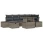 Preview: 7 Teile Garten Sofaset mit Kissen Grau Poly Rattan