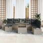 Preview: 9-teiliges Garten Sofa Set mit Kissen Hellgrau Poly Rattan