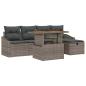 Preview: ARDEBO.de - 6-teiliges Garten-Sofa-Set mit Kissen Grau Poly-Rattan