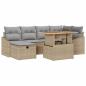 Preview: 7-teiliges Garten-Sofa-Set mit Kissen Beige Poly Rattan
