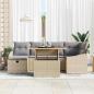 Preview: 7-teiliges Garten-Sofa-Set mit Kissen Beige Poly Rattan