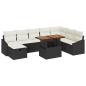 Preview: 9-teiliges Garten Sofa Set mit Kissen Schwarz Poly Rattan