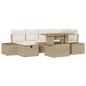 Preview: 7-teiliges Garten Esstisch Set mit Kissen Beige Poly Rattan Akazie
