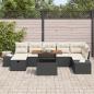 Preview: 8-teiliges Garten-Esszimmer Set mit Kissen Schwarz Poly Rattan Akazie