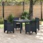 Preview: ARDEBO.de - 5-teiliges Garten Essgruppe mit Kissen Anthrazit Poly Rattan