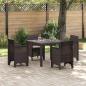 Preview: ARDEBO.de - 5-teiliges Garten-Dining-Set mit Kissen in Braun aus Poly-Rattan