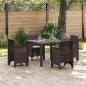 Preview: ARDEBO.de - 5-teiliges Garten-Dining-Set mit Kissen Braun Poly Rattan
