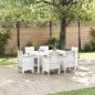 Preview: ARDEBO.de - 7-teiliges Garten Esszimmer Set Weiß Poly-Rattan