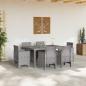 Preview: 7-teiliges Garten Esszimmer Set mit Kissen Hellgrau Poly Rattan