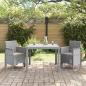 Preview: 3-teilige Garten Essgruppe mit Kissen Helles Grau Poly-Rattan