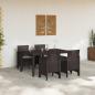 Preview: 5-teilige Garten Essgruppe mit Kissen Braun Poly-Rattan