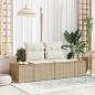 Preview: ARDEBO.de - 2-Sitzer Garten-Sofa mit Kissen Beige Poly Rattan