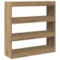 Preview: Bücherregal/Raumteiler in handwerklicher Eiche - 100x30x103cm, aus Holzwerkstoff