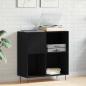 Preview: ARDEBO.de - Record Cabinet Schwarz Eiche 84,5x38x90 cm Holzwerkstoff
