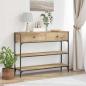Preview: ARDEBO.de - Konsolentisch Eichenholz 100x25x75 cm Holzwerkstoff & Stahl