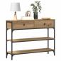 Preview: Konsolentisch Eichenholz 100x25x75 cm Holzwerkstoff & Stahl
