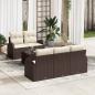 Preview: ARDEBO.de - 6-teiliges Garten Sofa Set mit Kissen Braun Poly Rattan