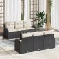 Preview: ARDEBO.de - 7-teiliges Garten-Sofa-Set mit Kissen Schwarz Poly Rattan