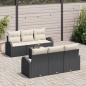 Preview: 7-teiliges Garten-Sofa-Set mit Kissen Schwarz Poly Rattan