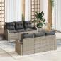 Preview: ARDEBO.de - 7-teiliges Garten Sofaset mit Kissen Hellgrau Poly Rattan