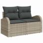 Preview: 7-teiliges Garten Sofaset mit Kissen Hellgrau Poly Rattan