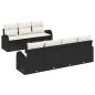 Preview: ARDEBO.de - 8-teiliges Garten Sofa Set mit Kissen Schwarz Poly Rattan
