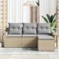 Preview: 4-teiliges Garten-Sofa-Set mit Kissen Beige Poly-Rattan