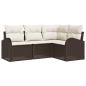 Preview: 4-teiliges Garten Sofa Set mit Kissen in Braun aus Poly Rattan