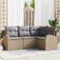 Preview: ARDEBO.de - 4-teiliges Gartensofa Set mit Kissen Beige Poly Rattan