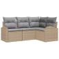Preview: 4-teiliges Gartensofa Set mit Kissen Beige Poly Rattan