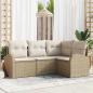 Preview: ARDEBO.de - 4-teiliges Garten Sofa Set mit Kissen Beige Poly Rattan