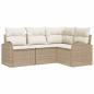 Preview: 4-teiliges Garten Sofa Set mit Kissen Beige Poly Rattan