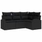 Preview: 4 Teiliges Garten Sofa Set mit Kissen Schwarz Poly Rattan