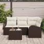 Preview: 4-teiliges Garten Sofa Set mit Kissen Grau Poly Rattan