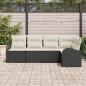 Preview: 5-teiliges Garten Sofa Set mit Kissen Schwarz Kunst-Rattan