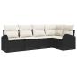 Preview: 5-teiliges Garten Sofa Set mit Kissen Schwarz Kunst-Rattan