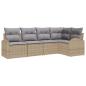 Preview: 5-teiliges Garten-Sofa-Set mit Kissen Beige Poly Rattan