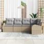 Preview: 5-teiliges Garten-Sofa-Set mit Kissen Beige Poly Rattan