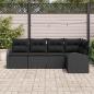 Preview: 5-teiliges Garten Sofa Set mit Kissen Schwarz Poly-Rattan