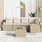 Preview: 6-teiliges Garten Sofa Set mit Kissen Braun Poly Rattan