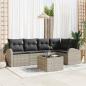 Preview: ARDEBO.de - 6 teiliges Garten Sofa Set mit Kissen in Grau Poly Rattan