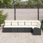 Preview: 6-teiliges Garten Sofa Set mit Kissen Schwarz Poly Rattan